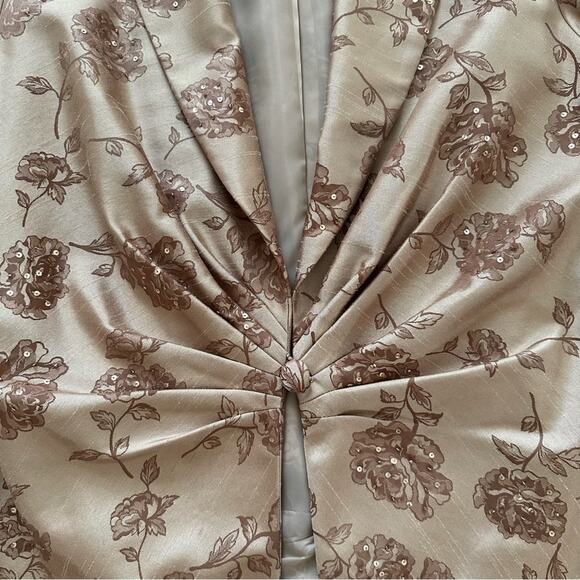 Jessica Howard Evenings Jacket Dress Woman Tan Sequins 2 Piece Midi Size 14W - Picture 11 of 14